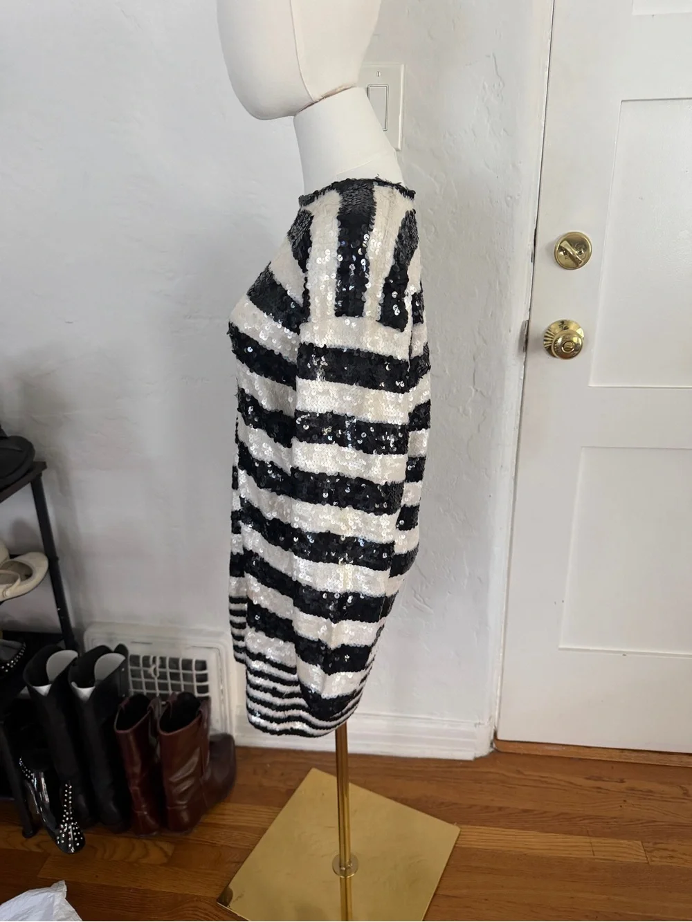 Black & White Striped Sequin Tunic